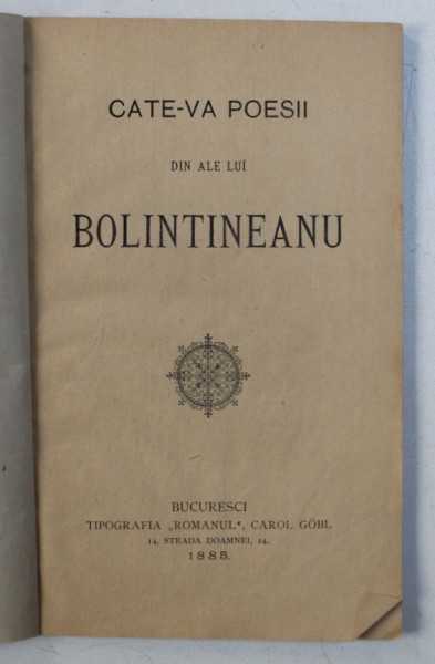 CATE - VA POESII DIN ALE LUI BOLINTINEANU , 1885