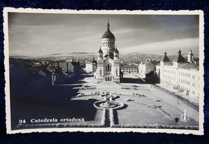 CATEDRALA ORTODOXA DIN CLUJ , VEDERE AERIANA , CARTE POSTALA ILUSTRATA , MONOCORMA , NECIRCULATA , 1938