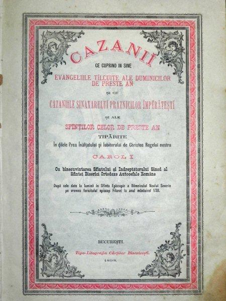 Cazanii ce curpind in sine Evangeliile talcuite ale duminicilor de preste an 