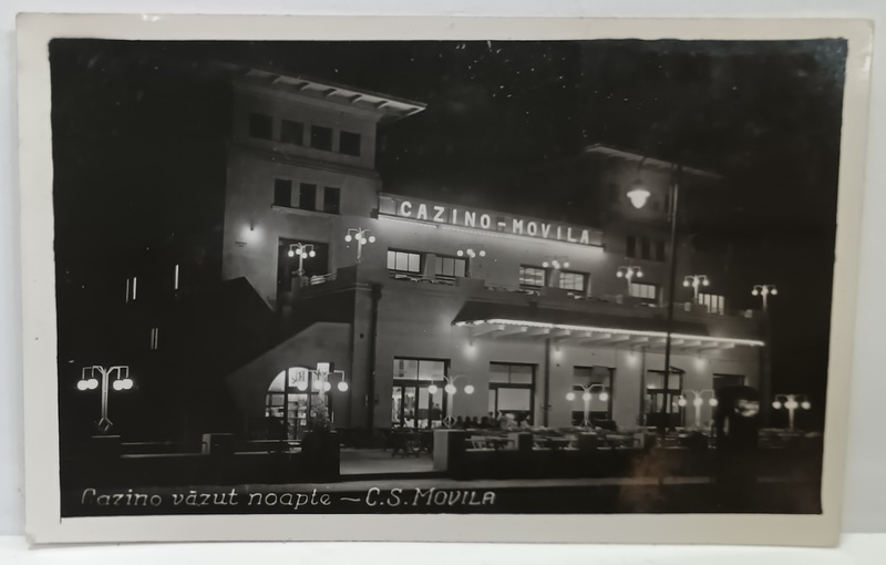 CAZINO  - MOVILA PE TIMPUL NOPTII , FOTOGRAFIE FORMAT CARTE POSTALA , INTERBELICA