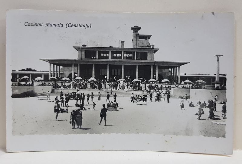 CAZINOUL SI PLAJA DIN FATA , MAMAIA , FOTOGRAFIE TIP CARTE POSTALA , CIRCULATA , DATATA 1935