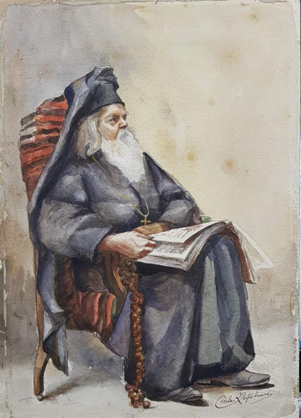 Cecile Lefebure - Patriarh Ortodox, Acuarela, cca. 1880