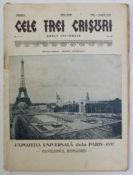 CELE TREI CRISURI  - ANALE CULTURALE , AANUL XVIII , IULIE - AUGUST 1937