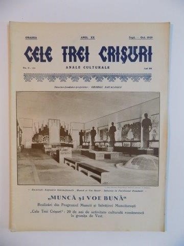 CELE TREI CRISURI , ANALE CULTURALE , ANUL XX , NO. 9-10 de GEORGE BACALOGLU , SEPT- OCT. 1939
