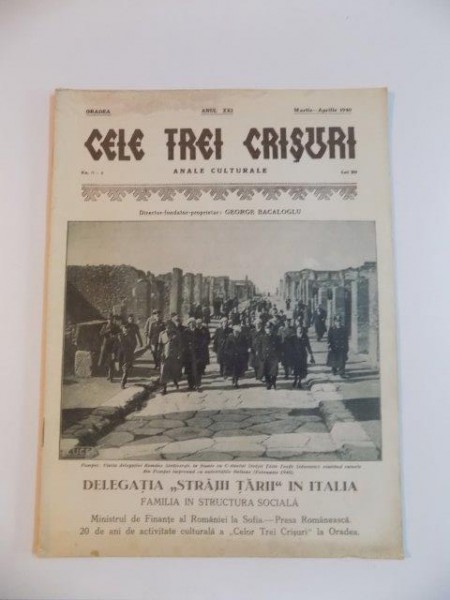 CELE TREI CRISURI , ANALE CULTURALE , ANUL XXI , NO. 3-4 de GEORGE BACALOGLU , MARTIE - APRILIE 1940