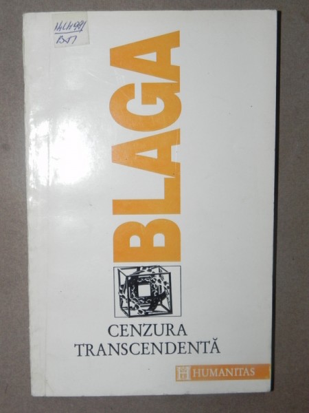 CENZURA TRANSCENDENTA de LUCIAN BLAGA, BUCURESTI ,199