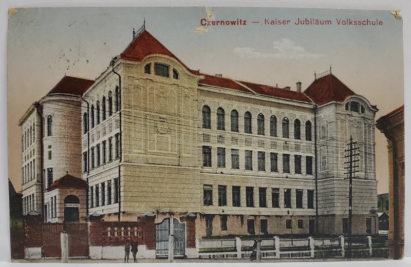 CERNAUTI , SCOALA POPULARA ' KAISER JUBILAUM ' , CARTE POSTALA ILUSTRATA , 1925
