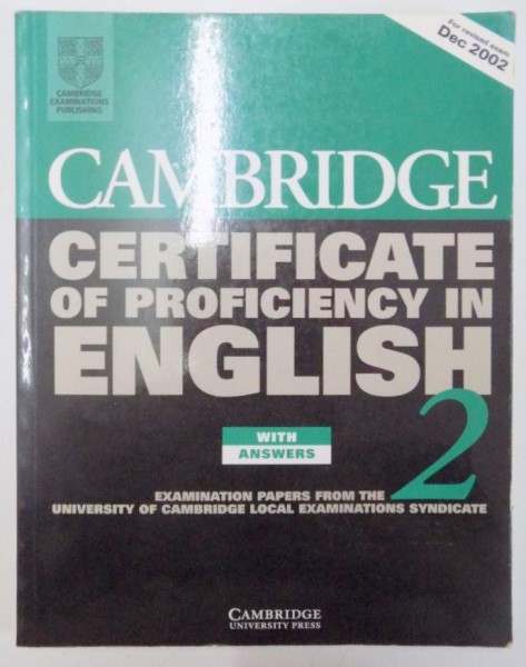 CERTIFICATE OF PROFICIENCY IN ENGLISH , VOL II , 2002