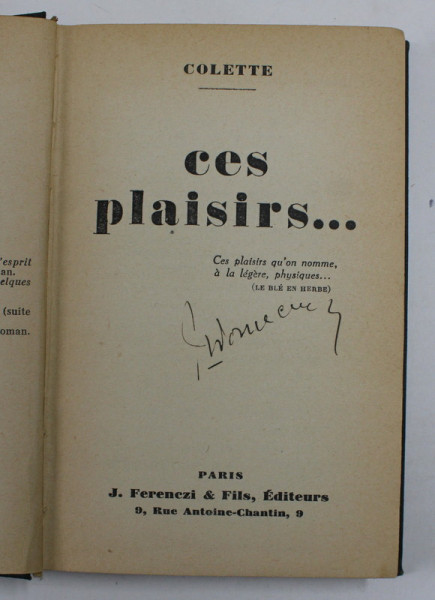 CES PLAISIRS ...par , 1932