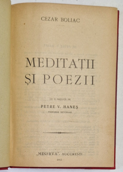 Cezar Boliac, Meditatii si Poezii, Bucuresti 1915