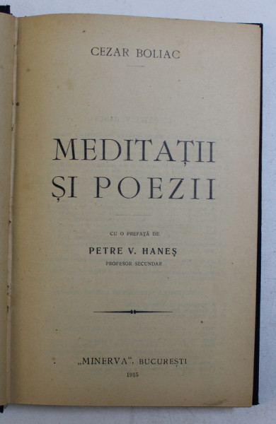 Cezar Boliac, Meditatii si Poezii, Bucuresti 1915