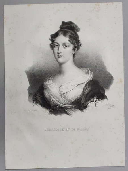 CHARLOTTE PRINCIPESS DE GALLES , LITOGRAFIE , DESEN de GREVEDON , litografiat de C. MOTTE , 1825