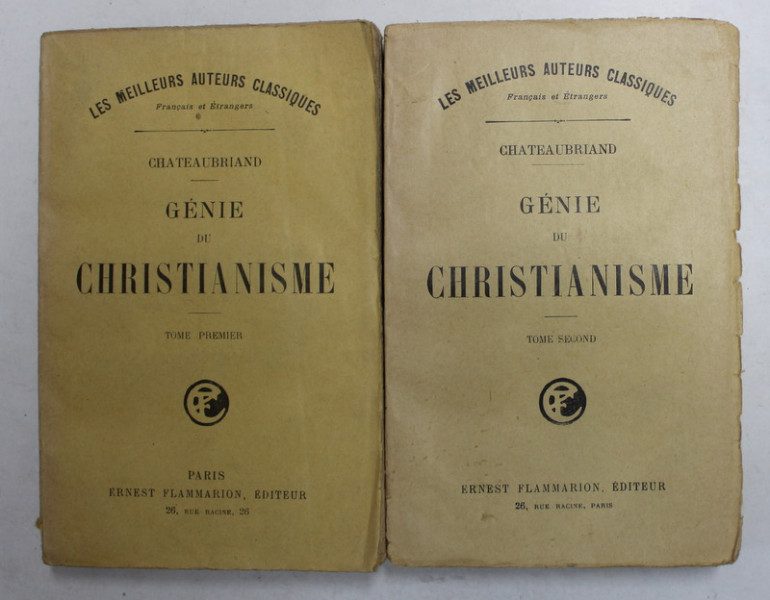 CHATEAUBRIAND - GENIE DU CHRISTIANISME , VOLUMELE I - II , 1925 - 1926