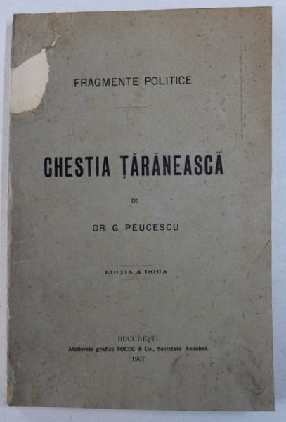 CHESTIA TARANEASCA de GR. G . PEUCESCU , 1907