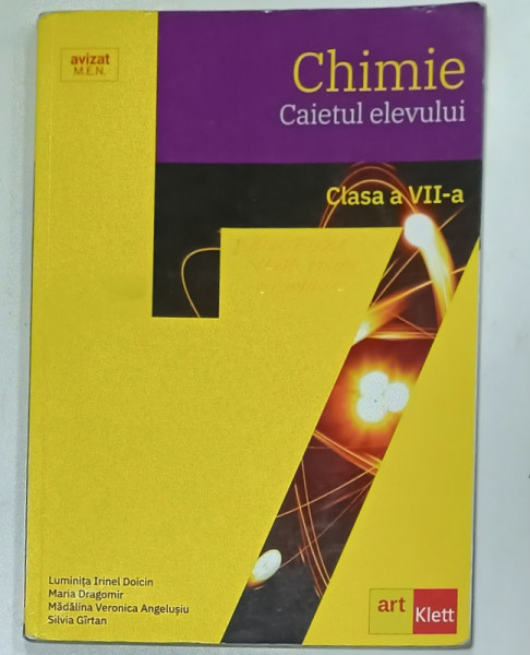 CHIMIE , CAIETUL ELEVULUI , CLASA  A VII -A de LUMINITA IRINEL DOICIN ...SILVIA GIRTAN , 2020