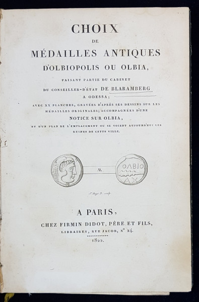CHOIX DE MEDAILLES ANTIQUES D'OLBIOPOLIS OU OLBIA - PARIS, 1822