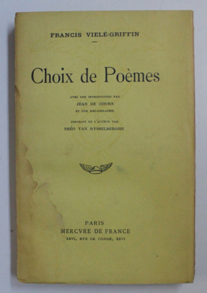 CHOIX DE POEMES par FRANCIS VIELE  - GRIFFIN , 1923