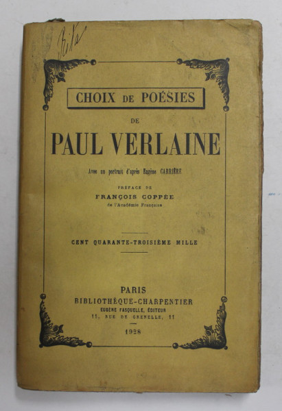CHOIX DE POESIE DE PAUL VERLAINE , 1928