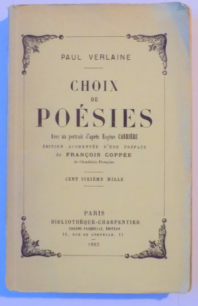 CHOIX DE POESIES par PAUL VERLAINE  1923