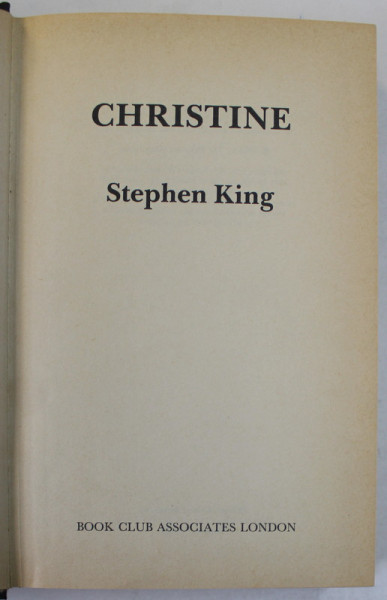 CHRISTINE by STEPHEN KING , 1983, COPERTA CARTONATA