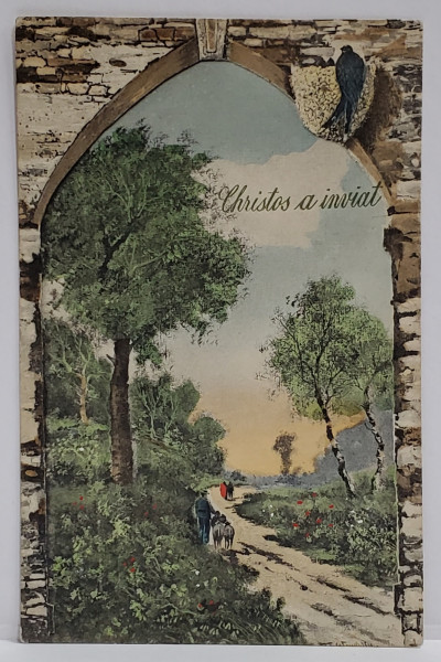' CHRISTOS A INVIAT ! ' , CARTE POSTALA , FELICITARE DE PASTE , 1923