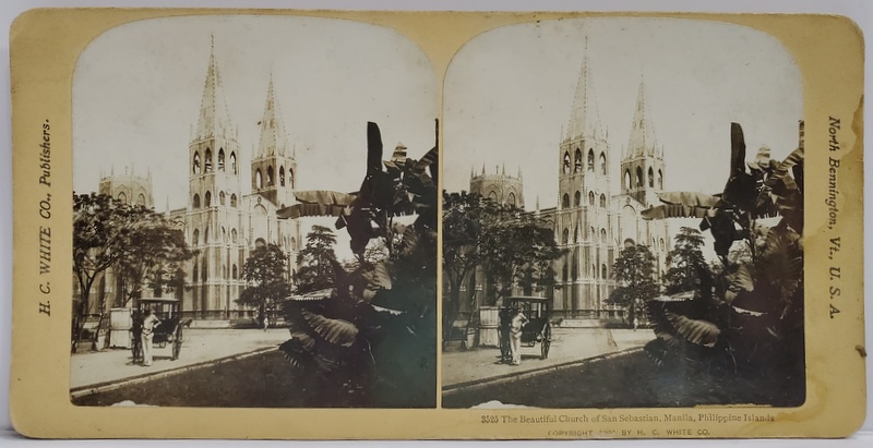 CHURCH OF SAN SEBASTIAN , MANILA , PHILIPPINE  , FOTOGRAFIE STEREOSCOPICA , 1901