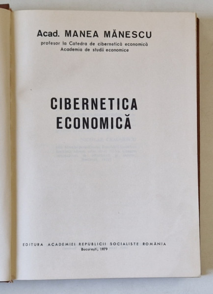 CIBERNETICA ECONOMICA de MANEA MANESCU , 1979