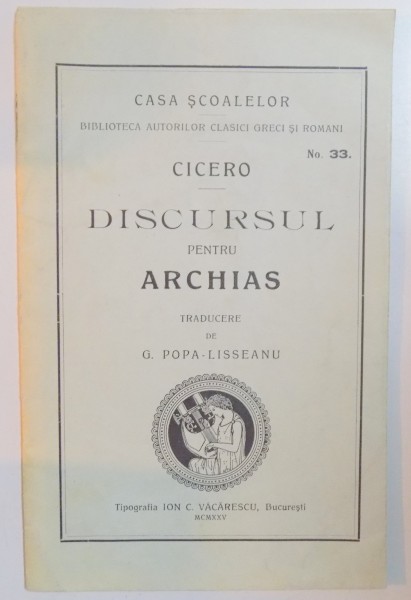 CICERO. DISCURSUL PENTRU ARCHIAS  1925