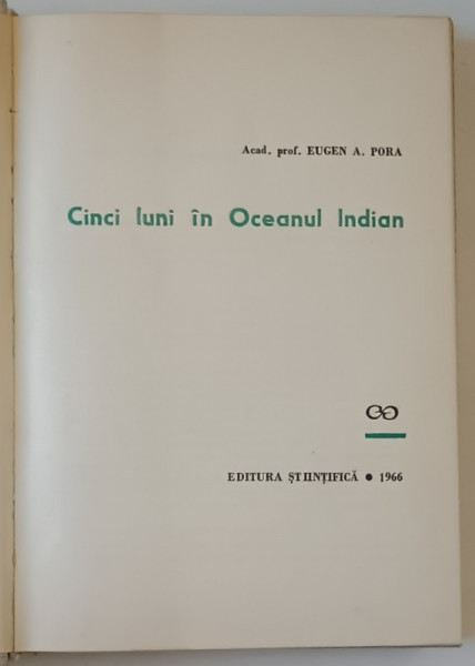 CINCI LUNI IN OCEANUL INDIAN de E.A. PORA , 1966