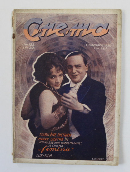 CINEMA - REVISTA INDEPENDENTA SI IMPARTIALA A PRODUCTIILOR CINEGRAFICE , ANUL VI , NO. 123 , NOIEMBRIE , 1929