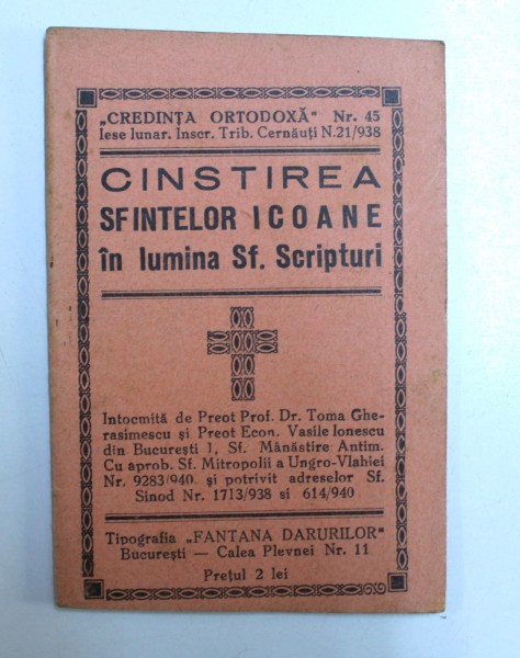 CINSTIREA SFINTELOR ICOANE IN LUMINA SF. SCRIPTURI de TOMA GHERASIMESCU