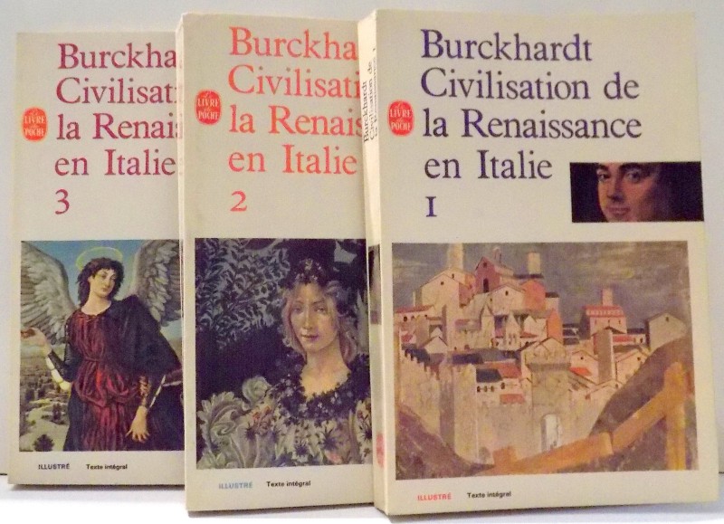 CIVILISATION DE LA RENAISSANCE EN ITALIE par JACOB BURCKHARDT, VOL I-III , 1958