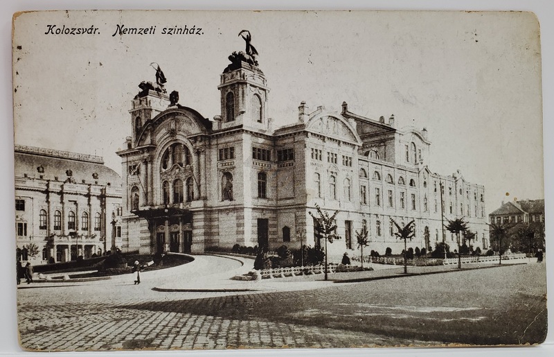 CLUJ , CLADIREA TEATRULUI NATIONAL , CARTE POSTALA ILUSTRATA , 1922