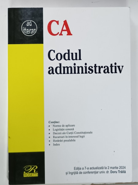 CODUL ADMINISTRATIV , editie de DORU TRAILA , 2024