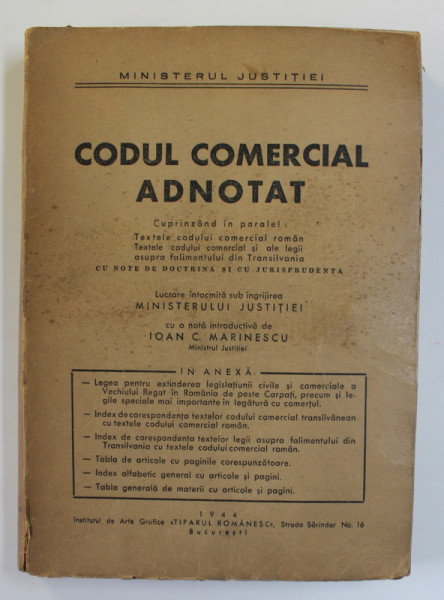 CODUL COMERCIAL ADNOTAT , 1944