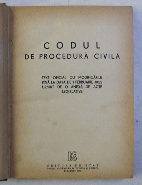 CODUL DE PROCEDURA CIVILA - CU MODIFICARILE PANA LA DATA DE 1 FEBRUARIE 1955 , 1955