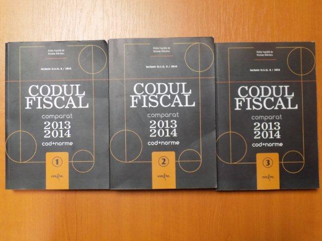 CODUL FISCAL COMPARAT 2013-2014 , COD + NORME , VOL. I - III de NICOLAE MANDOIU , Bucuresti 2014