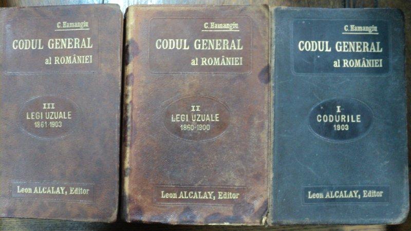 CODUL GENERAL AL ROMANIEI, C. HAMANGIU, III VOL, BUCURESTI, 1903