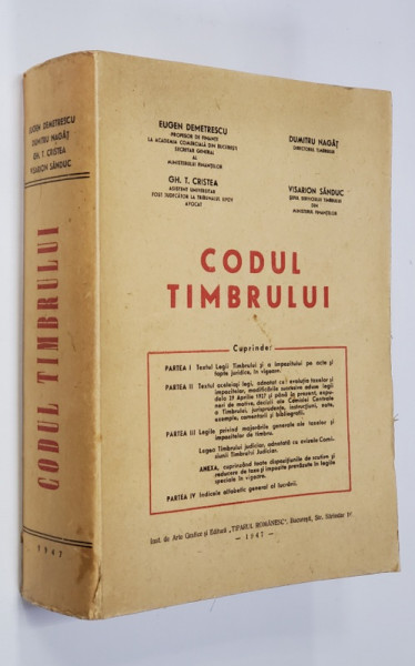 Codul Timbrului de Eugen Demetrescu, Dumitru Nagat - Bucuresti, 1947