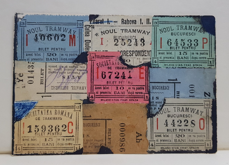COLAJ CU BILETE DE TRAMVAI AFLATE IN CIRCULATIE LA INCEPUTUL SECOLUL XX , CARTE POSTALA , CLASICA