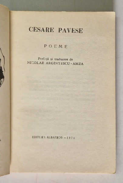 COLECTIA CELE MAI FRUMOASE POEZII, POEME de CESARE PAVESE , 1971