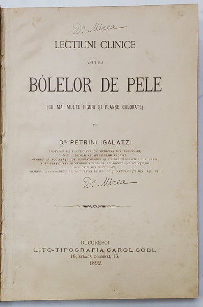 COLEGAT DE TREI CARTI DE DERMATO - VENEROLOGIE , de Dr. PETRINI ( GALATZ ) , 1892-1915, VEZI DESCRIEREA !