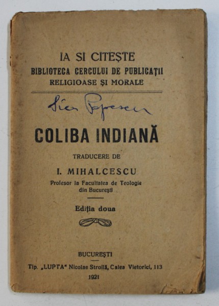 COLIBA INDIANA , traducere de I . MIHALCESCU , 1921