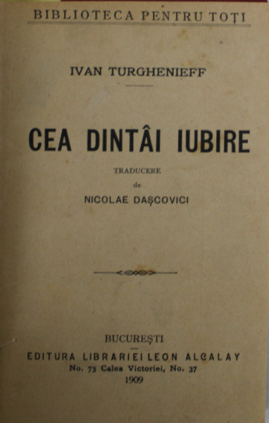 COLIGAT DE 3 CARTI de IVAN TURGHENIEFF , 1909