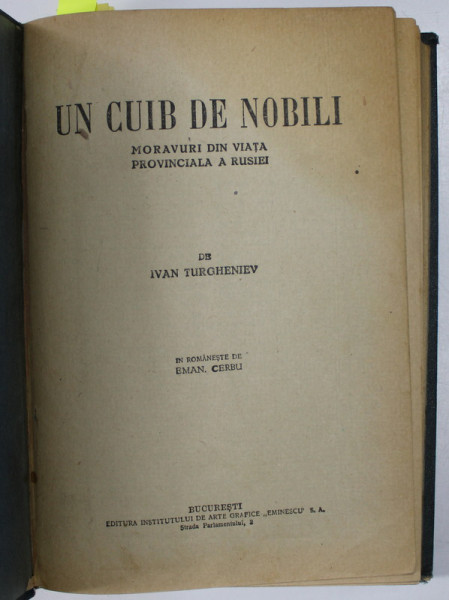 COLIGAT DE CINCI ROMANE de IVAN TURGHENIEV , ALEX. PUSKIN , F.M. DOSTOIEVSKI , EDITII INTERBELICE