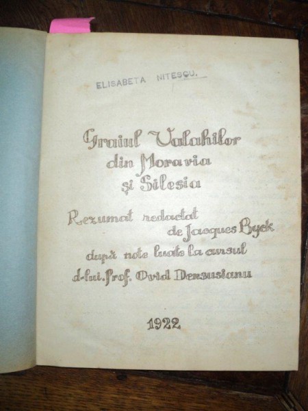 Coligat Graiul Valahilor din Moravia si Silezia 1922, Limba romana in veacul al XVI-lea