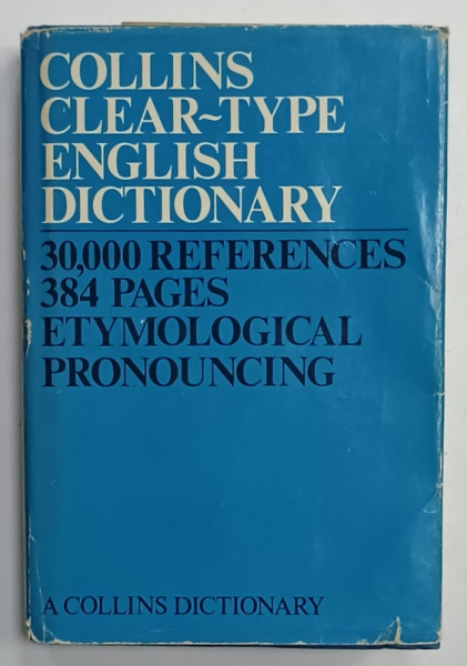 COLLINS CLEAR - TYPE ENGLISH DICTIONARY ,  30.000 REFERENCES , 1974