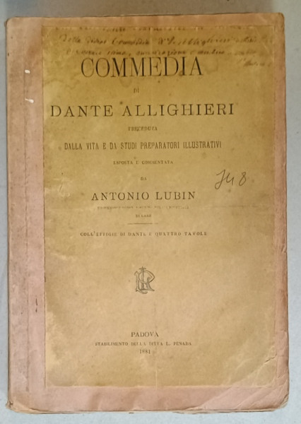 COMMEDIA di DANTE ALIGHERI , 1881