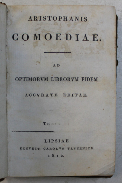 COMOEDIAE  - ARISTOPHANIS , TEXT IN LIMBA GREACA , 1812