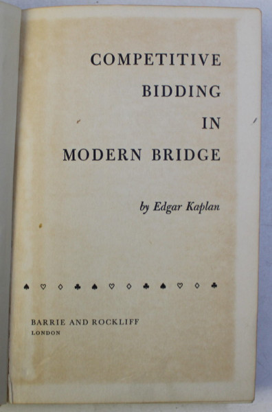 COMPETITIVE BIDDING IN MODERN BRIDGE by EDGAR KAPLAN , 1965